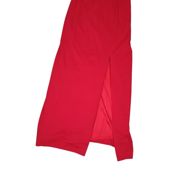 Faviana Stunning Red Evening Gown Prom Dress By Size 6 open back mesh side slit - Picture 8 of 8